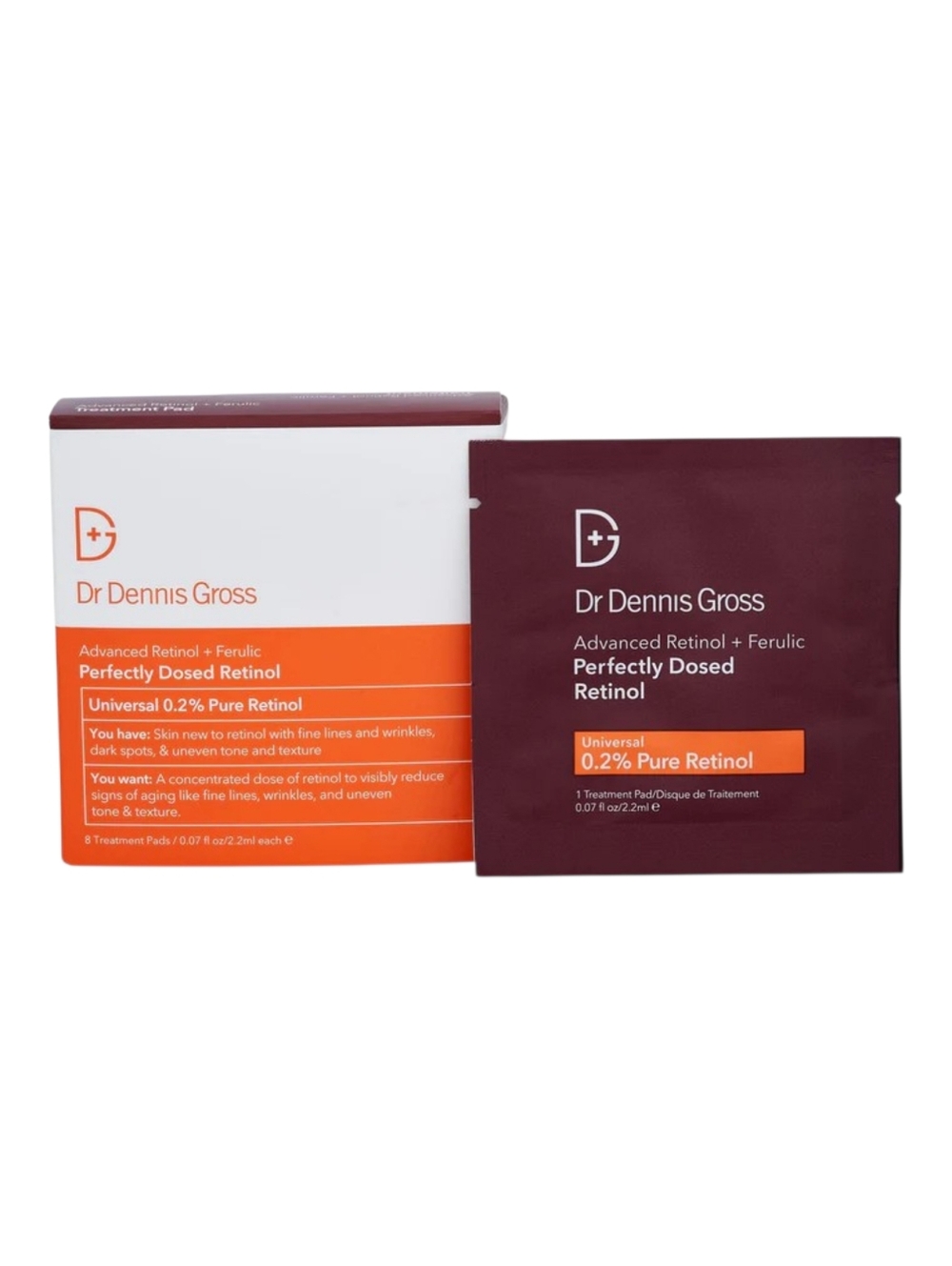 Dr Dennis Gross NIB Perfectly Dosed Retinol 0.2% Treatment Pads (8) Retinol